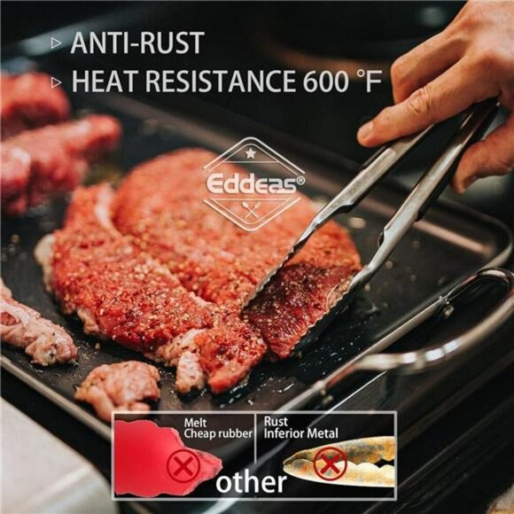 Stainless Steel Locking Tongs Set Silicone Tip Nonstick Heat Resistant 4 Pack - Picture 3 of 8